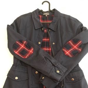 Navy jacket with accented elbows